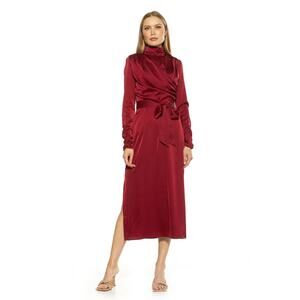 Alexia Admor Mock Neck Midi Dress Red Size 4 NWT